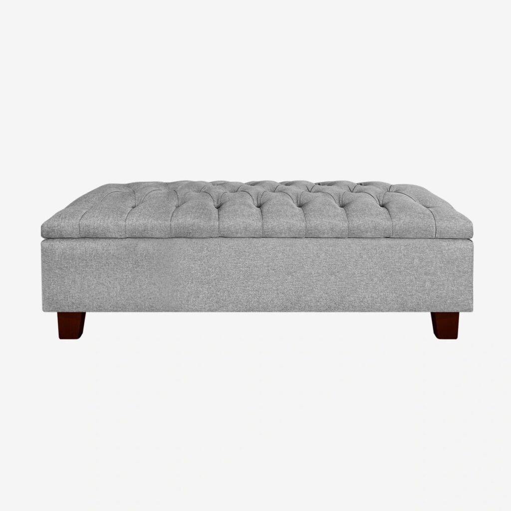 Banqueta Baúl Praga Lino Gris Plata
