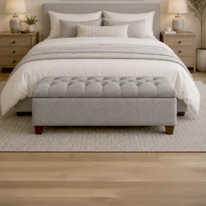 Banqueta Baúl Praga Lino Gris Plata