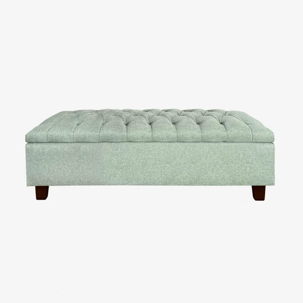 Banqueta Baúl Praga Lino Verde Jeans