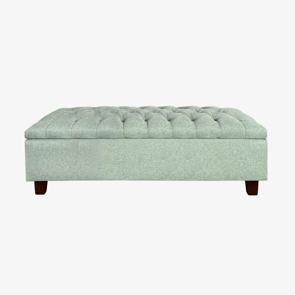 Banqueta Baúl Praga Lino Verde Jeans