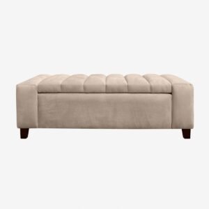 Banqueta Bául Tubular Felpa Beige
