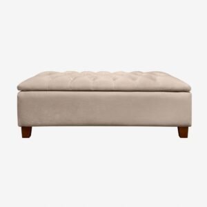 Banqueta Baúl Praga Felpa Beige