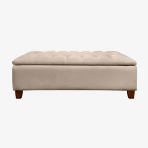 Banqueta Baúl Praga Felpa Beige