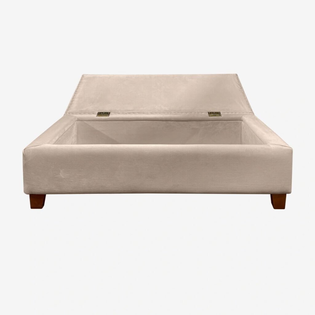 Banqueta Baúl Praga Felpa Beige