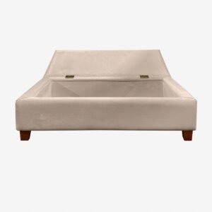 Banqueta Baúl Praga Felpa Beige