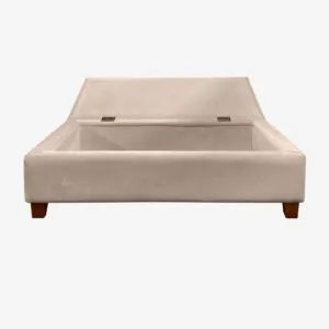 Banqueta Baúl Praga Felpa Beige