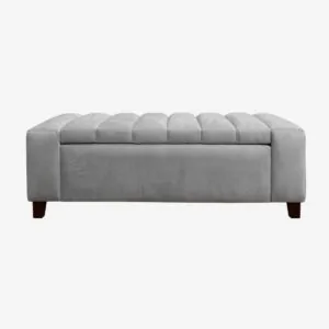 Banqueta Bául Tubular Felpa Gris Plata