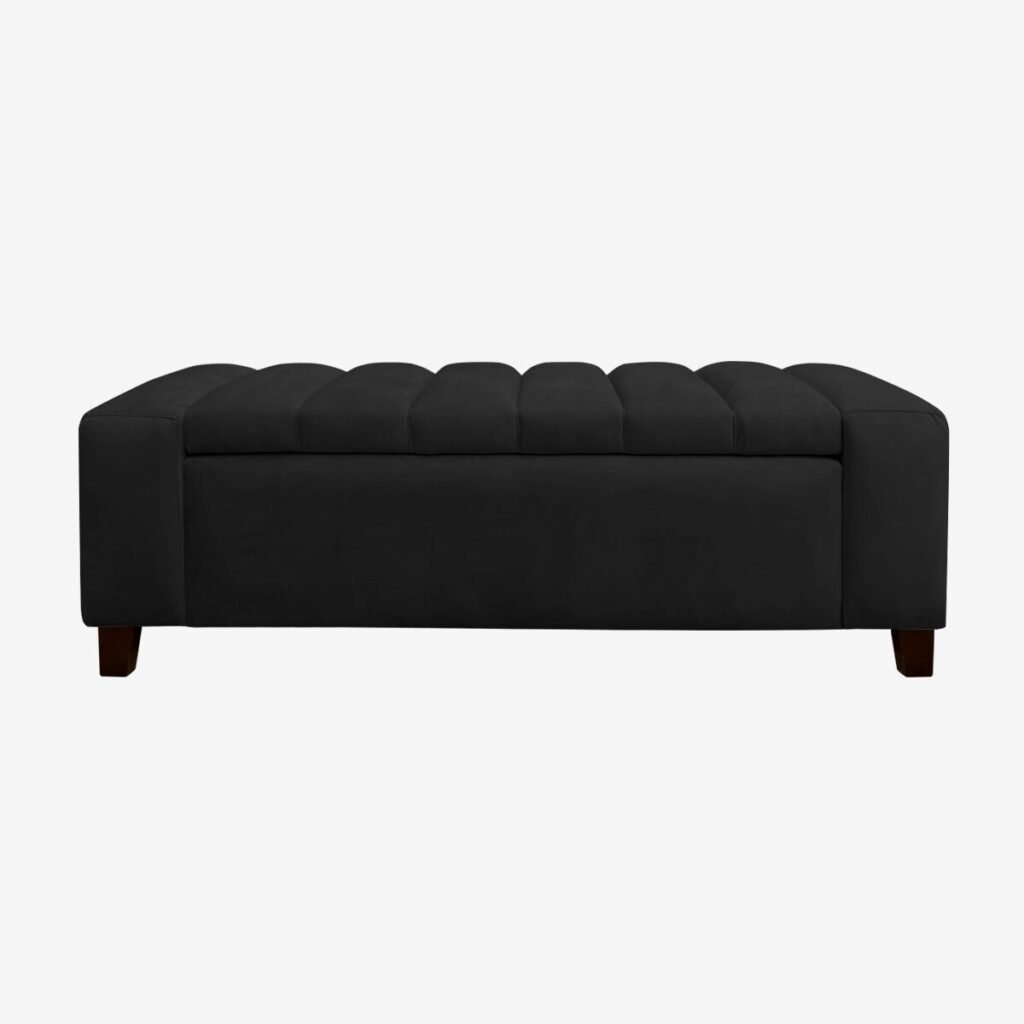 Banqueta Bául Tubular Felpa Negro