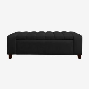 Banqueta Bául Tubular Felpa Negro
