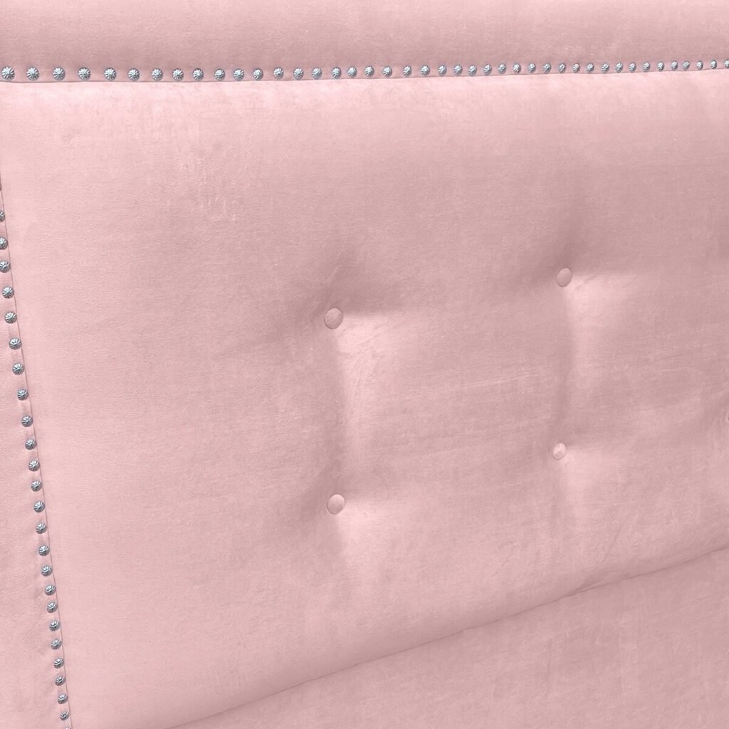 Respaldo de Cama Botoné Frame Tachas Felpa Rosado Claro
