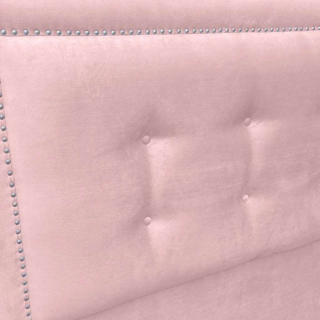 Respaldo de Cama Botoné Frame Tachas Felpa Rosado Claro