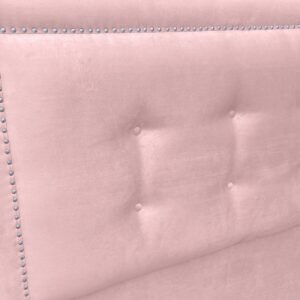 Respaldo de Cama Botoné Frame Tachas Felpa Rosado Claro