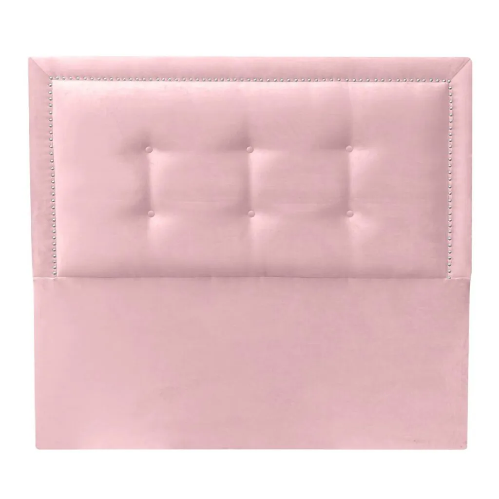 Respaldo de Cama Botoné Frame Tachas Felpa Rosado Claro