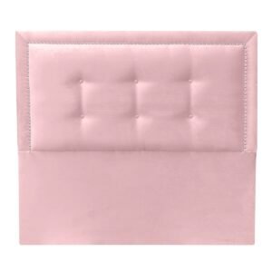 Respaldo de Cama Botoné Frame Tachas Felpa Rosado Claro