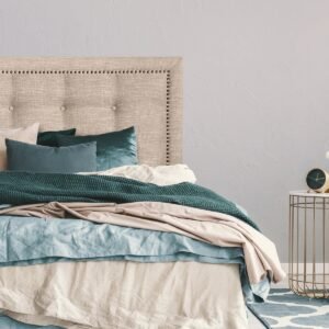 Respaldo de Cama Botoné Frame Tachas Lino Beige