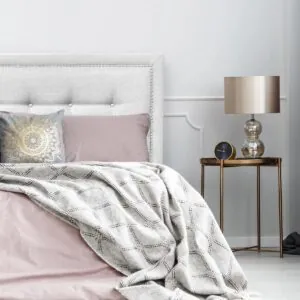 Respaldo de Cama Botoné Frame Tachas Lino Crudo