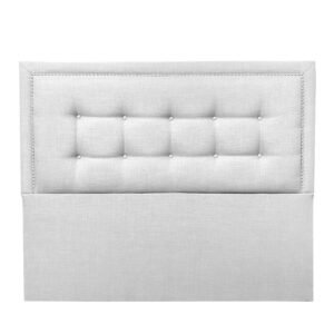Respaldo de Cama Botoné Frame Tachas Lino Crudo