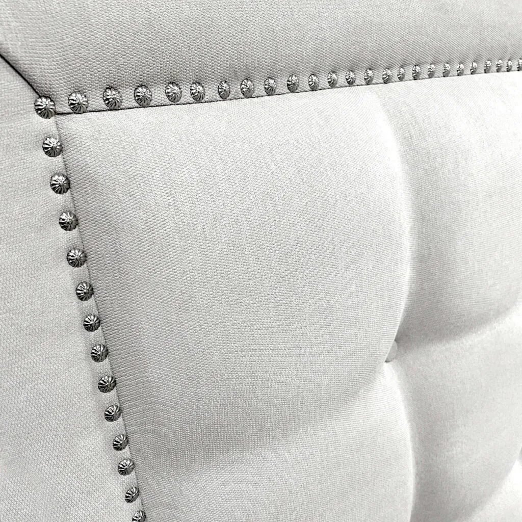 Respaldo de Cama Botoné Frame Tachas Lino Crudo