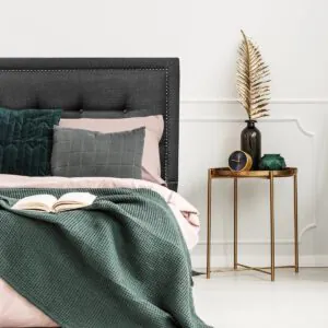 Respaldo de Cama Botoné Frame Tachas Lino Grafito