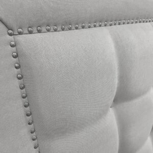 Respaldo de Cama Botoné Frame Tachas Lino Gris Plata