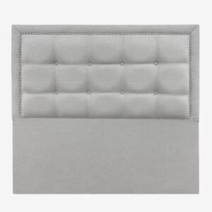 Respaldo de Cama Botoné Frame Tachas Lino Gris Plata