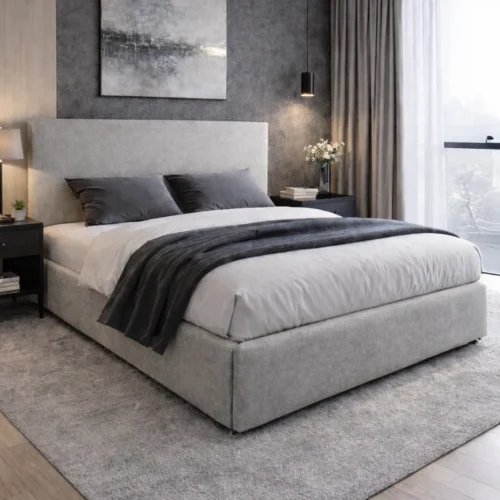 Cama Flat Lino Gris Plata