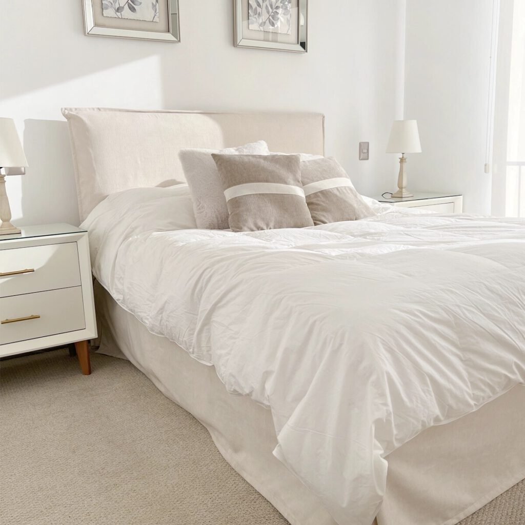 Cama Flat Pestaña Lino Crema