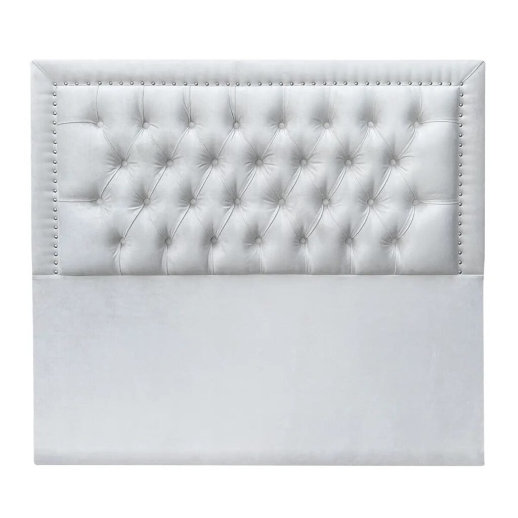Respaldo de Cama Capitoné Frame Tachas Felpa Crudo