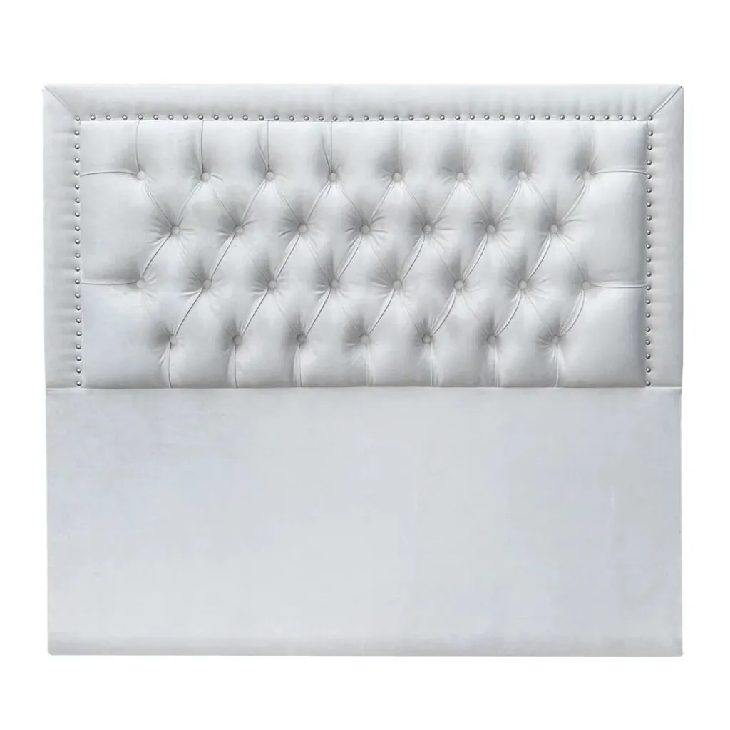 Respaldo de Cama Capitoné Frame Tachas Felpa Crudo