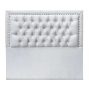 Respaldo de Cama Capitoné Frame Tachas Felpa Crudo