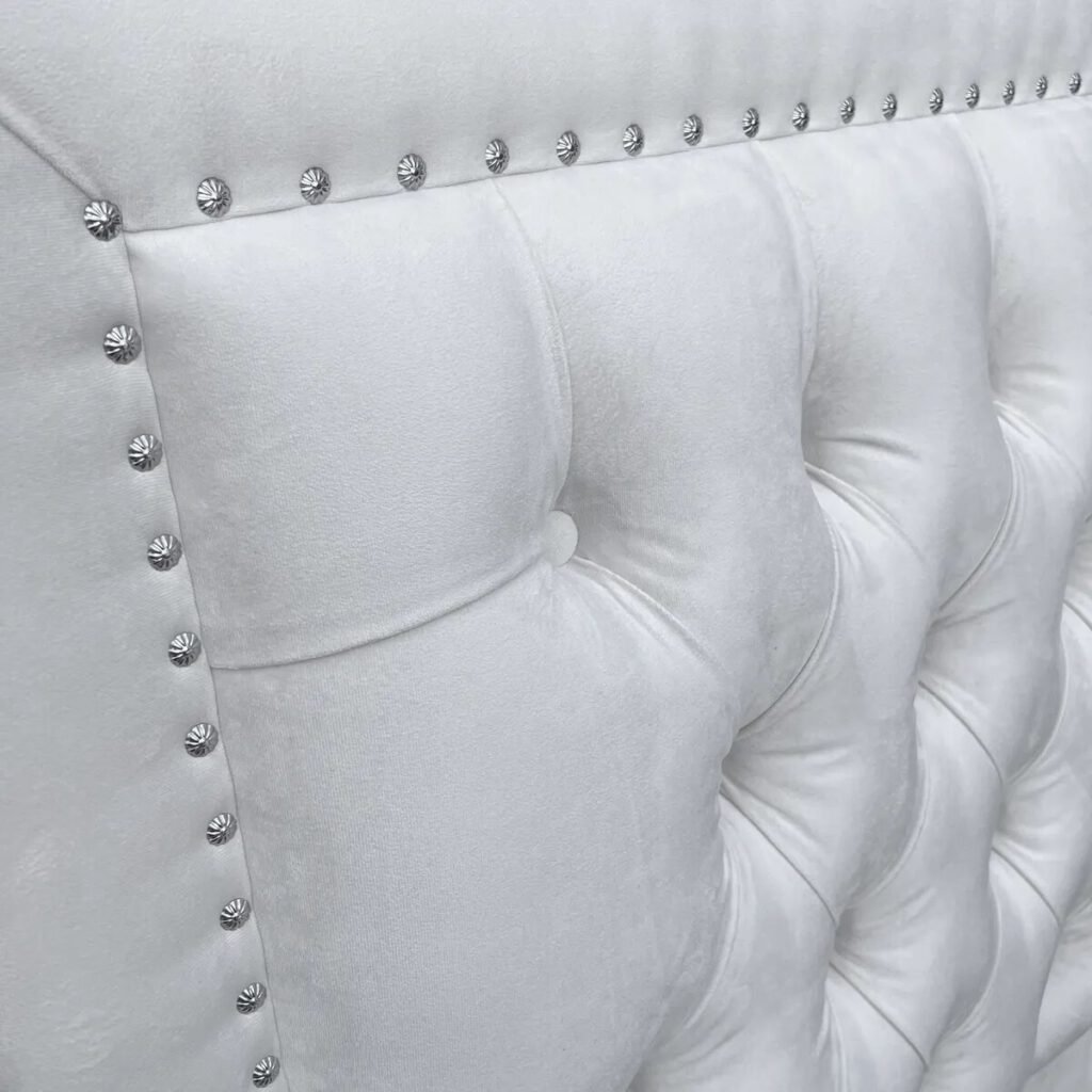 Respaldo de Cama Capitoné Frame Tachas Felpa Crudo