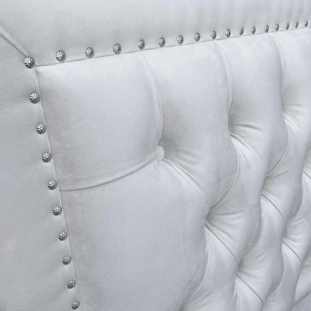 Respaldo de Cama Capitoné Frame Tachas Felpa Crudo