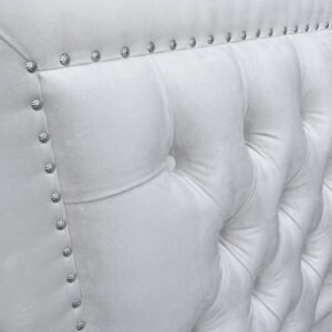 Respaldo de Cama Capitoné Frame Tachas Felpa Crudo