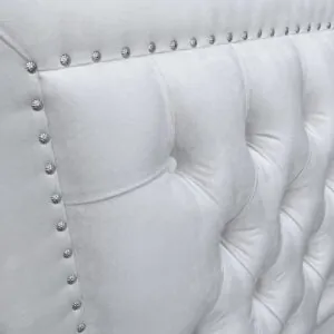 Respaldo de Cama Capitoné Frame Tachas Felpa Crudo
