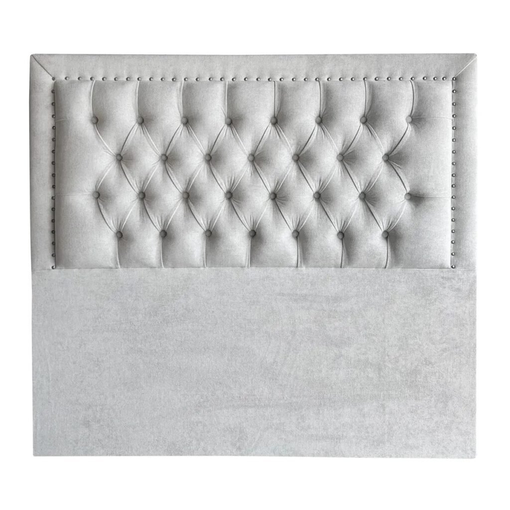 Respaldo de Cama Capitoné Frame Tachas Lino Crudo