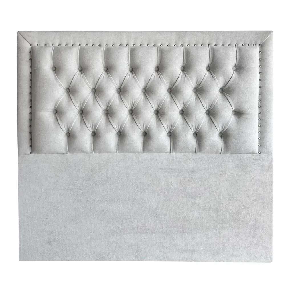 Respaldo de Cama Capitoné Frame Tachas Lino Crudo