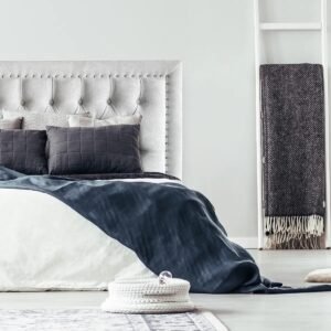 Respaldo de Cama Capitoné Frame Tachas Lino Crudo