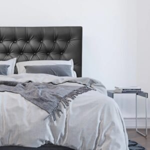 Respaldo de Cama Capitoné Premium Ecocuero Negro