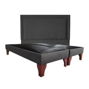 Respaldo Flat Frame + Base de Cama Europea Lino Grafito