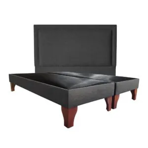 Respaldo Flat Frame + Base de Cama Europea Lino Grafito