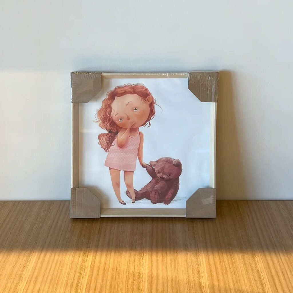 Cuadro Niña Oso 30×30 cm