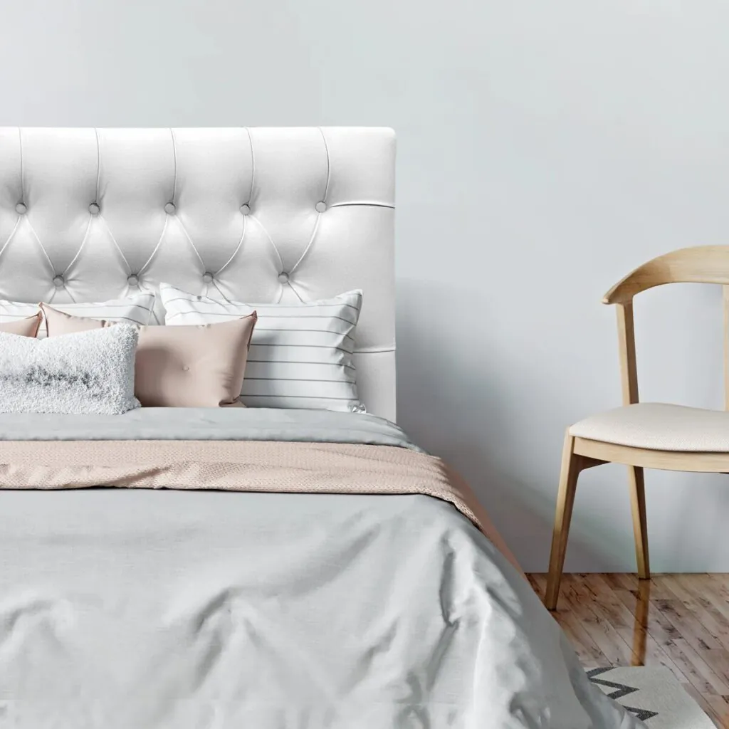 Respaldo de Cama Capitoné Premium Ecocuero Blanco