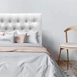 Respaldo de Cama Capitoné Premium Ecocuero Blanco