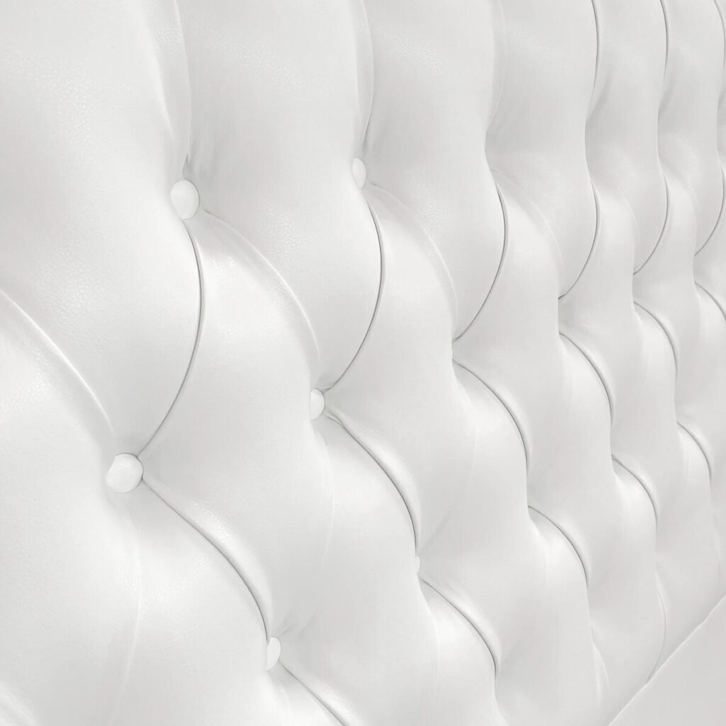 Respaldo de Cama Capitoné Premium Ecocuero Blanco