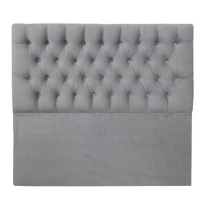 Respaldo de Cama Capitoné Premium Felpa Gris Plata
