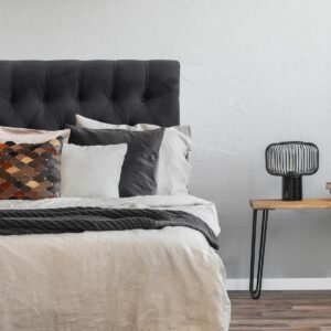 Respaldo de Cama Capitoné Premium Felpa Negro