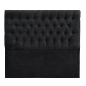 Respaldo de Cama Capitoné Premium Felpa Negro