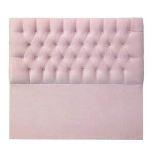 Respaldo de Cama Capitoné Premium Felpa Rosado Claro