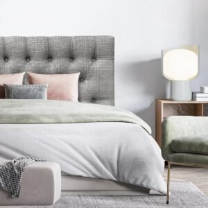 Respaldo de Cama Capitoné Premium Lino Gris Bariloche