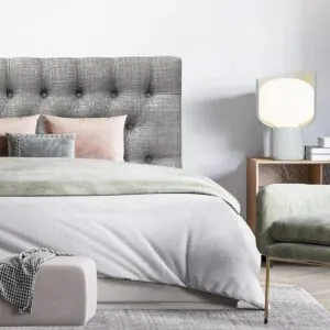 Respaldo de Cama Capitoné Premium Lino Gris Bariloche